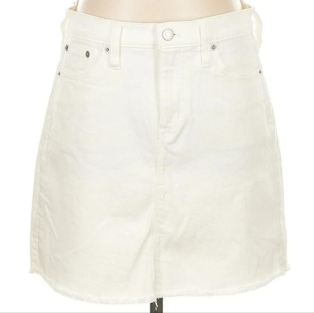 J. Crew Mercantile White Stretch Denim Mini Skirt, Size 0